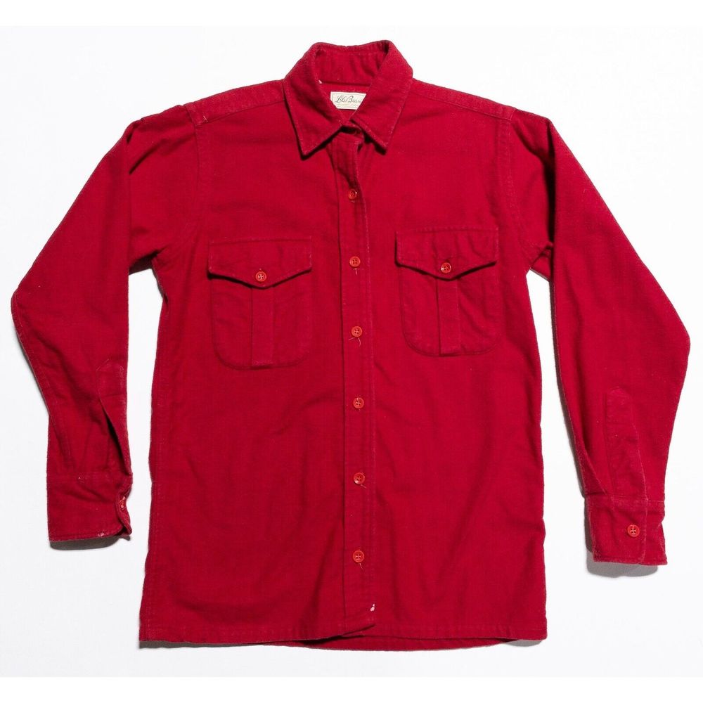 Vintage L.L. Bean Chamois Flannel Women's 12 Heavyweight Red Script Tag 70s - Picture 2 of 7